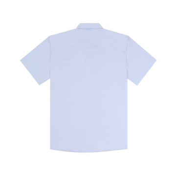 The Copano white short sleeve collared shirt shown from the back
