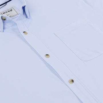 The Copano light blue button down shirt with chest pocket and textured fabric