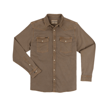 The Cotulla relaxed fit outdoor shirt with button-up front and dual chest pockets in earthy brown tones