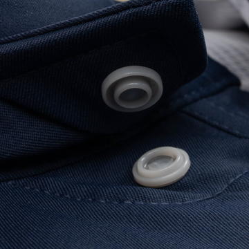 closeup of collar snaps on shirt