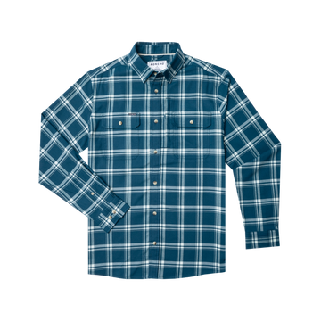 product photo of blue and white plaid flannel front