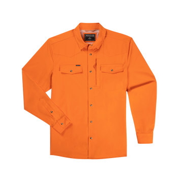 front of blaze orange long sleeve tuff-thread shirt