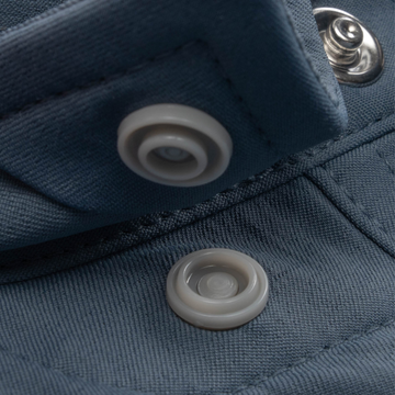 closeup of collar snap on shirt