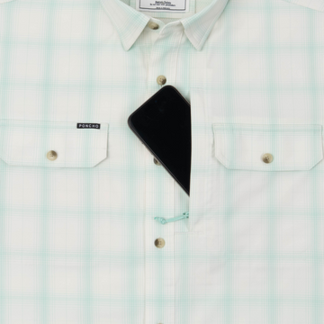 phone in chest zipper pocket