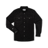 The Dusty Burro black long-sleeve shirt with buttoned chest pockets and snap buttons, made for outdoor wear.