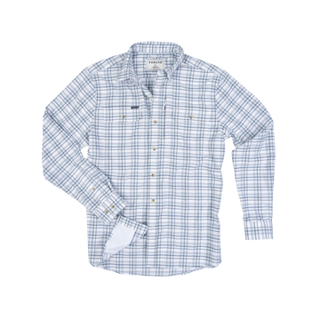 The Fog Horn light blue plaid button-up shirt with long sleeves