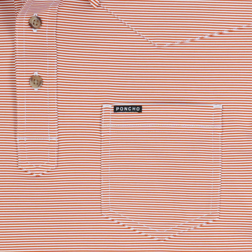 The Forty striped burnt orange men's outdoor shirt with button placket and chest pocket