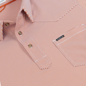 The Forty striped burnt orange men's outdoor shirt with button collar and chest pocket