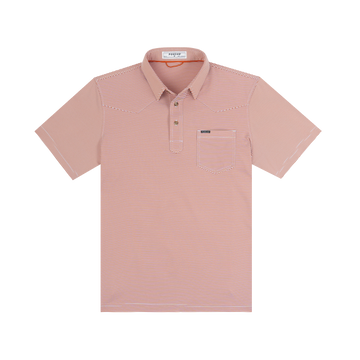The Forty Striped Burnt Orange short sleeve outdoor shirt with button placket and chest pocket