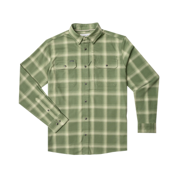 product photo of green and white plaid flannel front