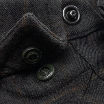 Closeup of collar snaps on collar of shirt