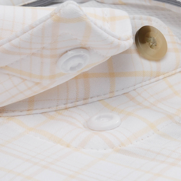 The Biloxi white and beige plaid shirt with button details