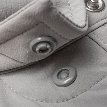 closeup of collar snaps on shirt