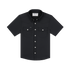 The Jake black button-up shirt with short sleeves and two chest pockets