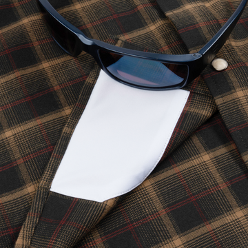 The John Colter Black/Red/Tan Plaid shirt with pearl snap closure and sunglasses