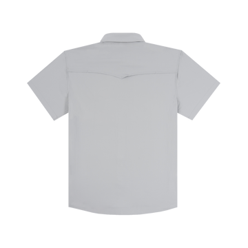 The Laredo light gray short sleeve collared shirt shown from the back