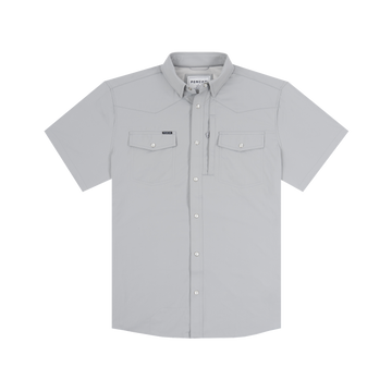 The Laredo light gray short sleeve button up shirt with two chest pockets