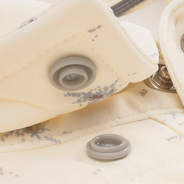 Closeup of collar snaps on collar of shirt