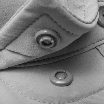 closeup of collar snaps on shirt