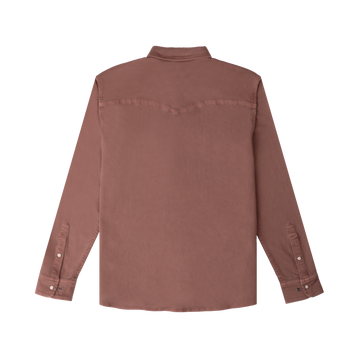 product photo of brown denim shirt back