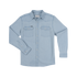 Light blue long sleeve button-up shirt with chest pockets called The Marfa from Poncho Outdoors