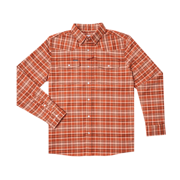 product photo of orange plaid flannel front