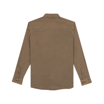 The Monteagle brown long sleeve shirt back view outdoors style