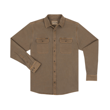 The Monteagle rugged brown button-up shirt with chest pockets