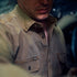 The Monteagle brown button-up shirt with a structured collar and utility chest pockets