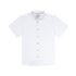 The Mountain Goat white short sleeve button up shirt with mandarin collar and chest pocket