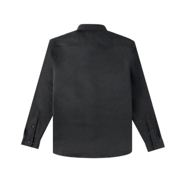Back view of The Nighthawk shirt in dark color with long sleeves and buttoned cuffs, designed for outdoors.
