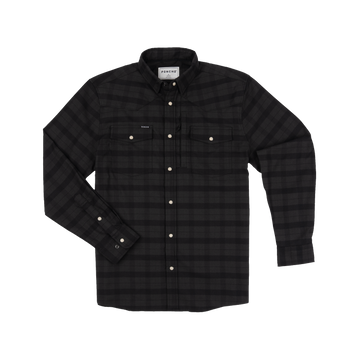 The North Rim dark charcoal plaid long sleeve outdoor shirt with chest pockets and button cuffs