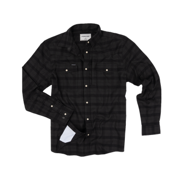 The North Rim dark plaid long sleeve outdoor shirt with button front and chest pockets