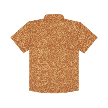 The Occupy Left Field short sleeve shirt with an earthy tone and subtle leafy pattern.