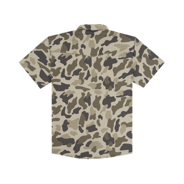 The Pampa camouflage short sleeve shirt on a plain background