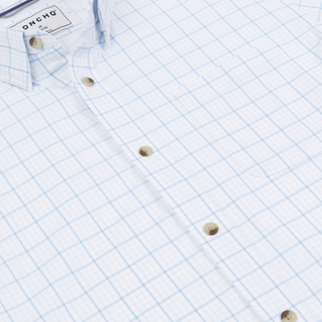 The Panga white checked shirt with a button front and pointed collar