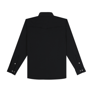 The Piedras Negras black long sleeve shirt shown from the back