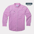 Flat lay of pink corduroy shirt