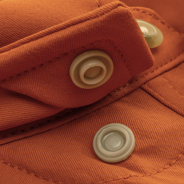 Closeup of collar snaps on collar of shirt