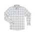 The Snowcat men's outdoor shirt in light gray plaid with long sleeves button front and chest pockets