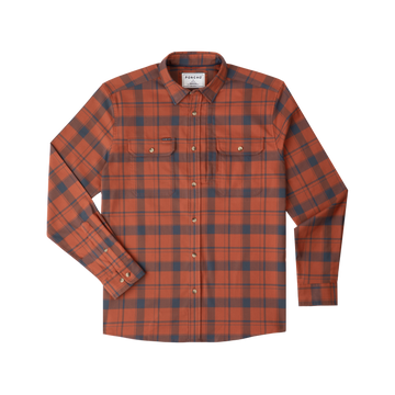 product photo of red and navy plaid flannel front