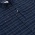 The Sturgeon navy plaid button-up shirt with chest pockets and Poncho label