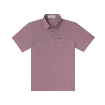 The Top Row mauve polo shirt with button placket and chest pocket