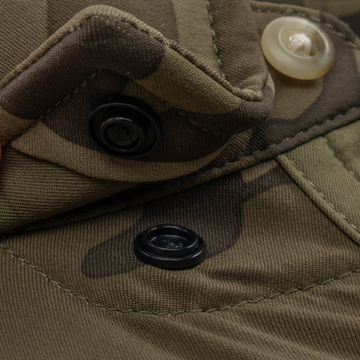 Closeup of collar snaps on collar of shirt