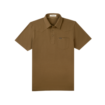 Product photo of brown polo shirt front