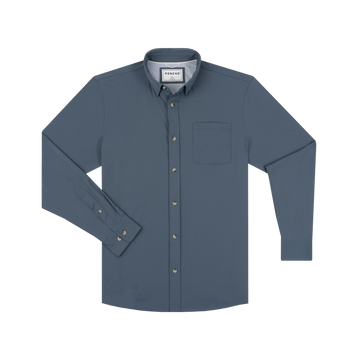 The Undertow men's blue gray long sleeve performance outdoor shirt with chest pocket for fishing