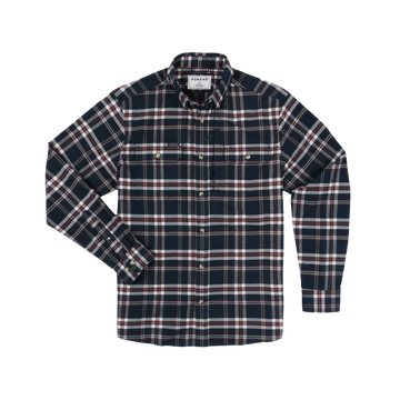 The Willamette plaid button-up shirt in navy and white outdoors style