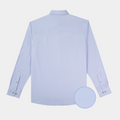 Back photo of blue button down long sleeve