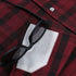 sunglass cleaner of red and black pearl snap flannel