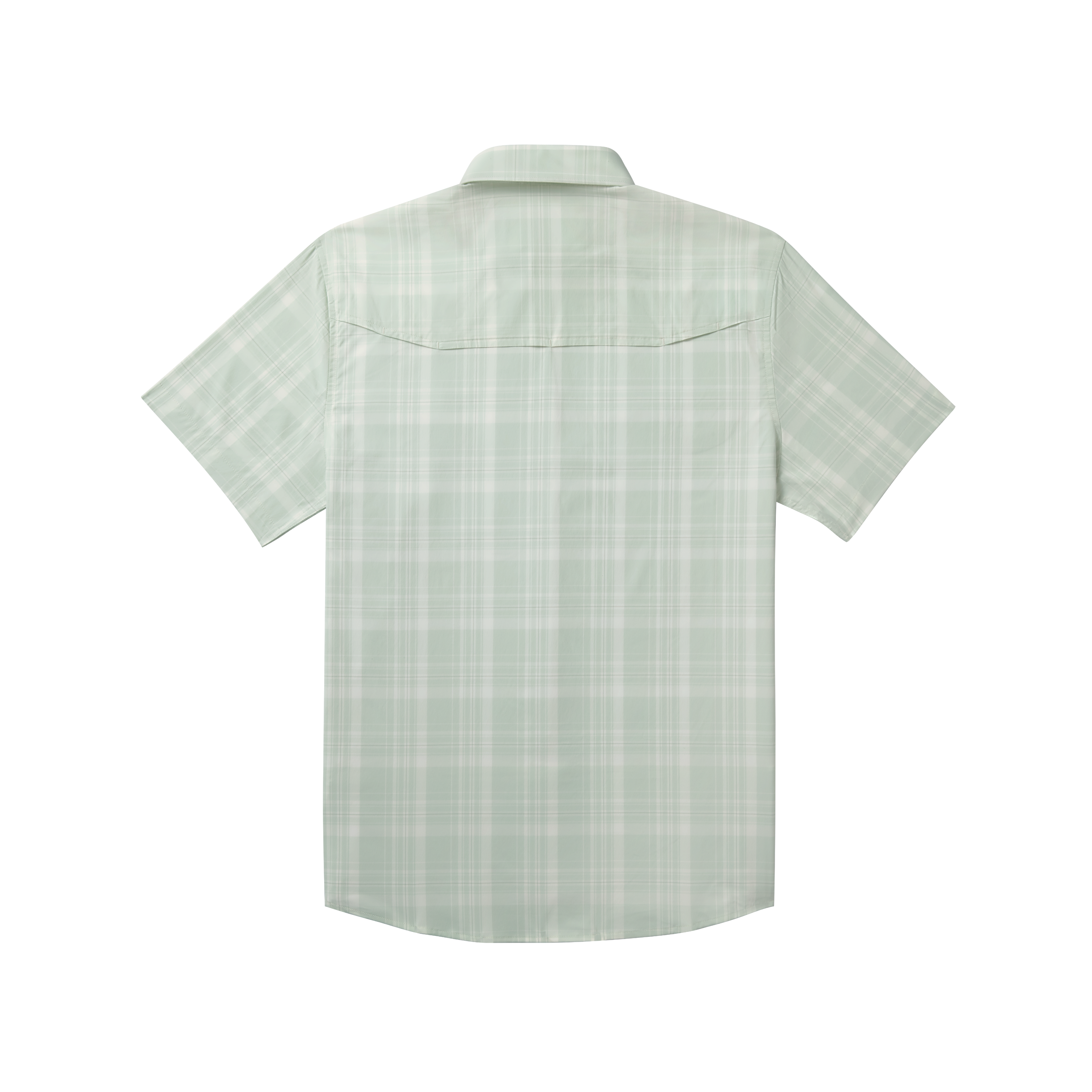 Green plaid button down short sleeve shirt